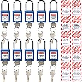 RealPlus Lockout Tagout Locks, 10pcs Blue Safety Locks Keyed Differently and 10pcs Lockout Tagout Tags, Lock Out Tag Out Padl