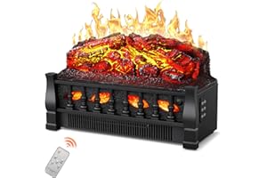 Havato Electric Fireplace Log Set Heater, 21" Vintage Design Portable Freestanding Fireplace Log Heater, Realistic Flames, Overheated Protection, Realistic Ember Bed for Home and Office, 750W/1500W