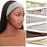 SAWINDA 6 Pack Boho Headbands for Women Fashion Short Bandana Head Bands Twist Knotted Headbands for Women's Hair Elastic Non Slip Head Wraps Yoga Workout Turban Hairbands Accessories