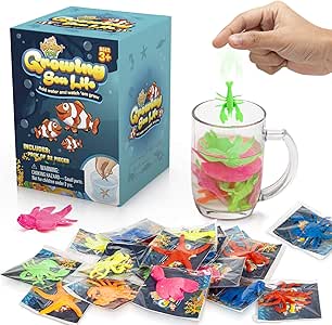 Amazon.com: Criaturas marinas, animales bajo el mar, 25 unidades, envueltos individualmente, animales expandibles - suministros para fiestas, bolsas de golosinas, gran regalo para niños y niñas, apto como rellenos de huevos de