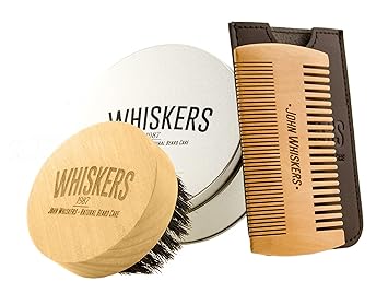 John Whiskers Bartbürste und Bartkamm-Set - Bartpflege-Set für Männer mit reinen Wildschweinborsten - Ideal für Bartöl & Bart