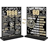 Black Gold 60th Birthday Decorations Back in 1966 Table Sign for Men Women, Two-sided Vintage 60 Birthday Wooden Poster with Stand Party Supplies, 60 Year Old Bday Display Holder Decor