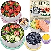 Everusely - Stainless Steel Containers with Lids - Set of 6, Bright Collection - Leakproof Stainless Steel Food Containers - Nesting Snack Holders - Metal Lunch Box - Portable & Reusable Meal Kit