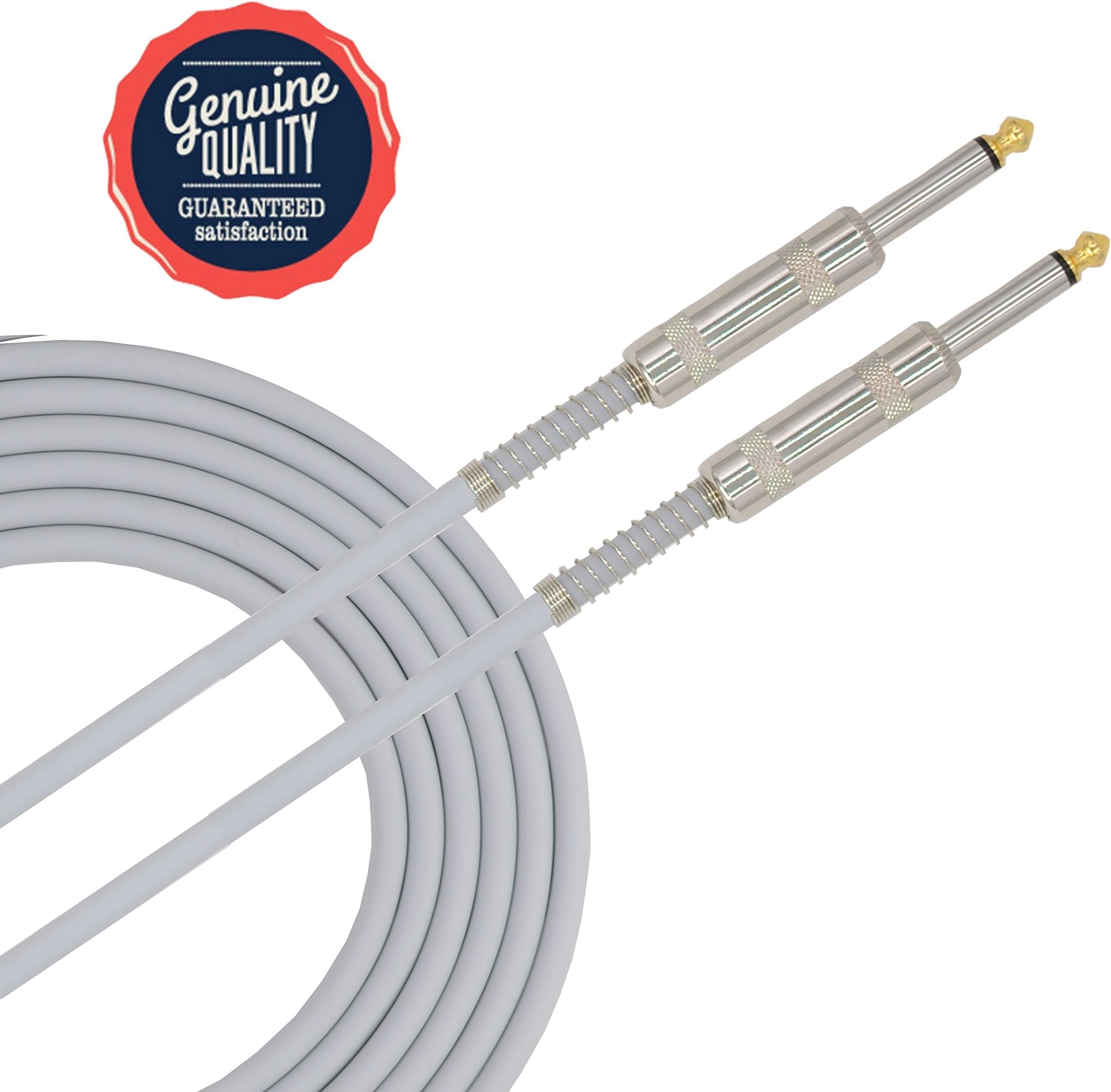 Sonobono Professional Noiseless Music Instrument Cable 1/4-Inch Straight with PVC Jacket for Guitar, Bass Guitar, AMP, and Keyboard (3M/10FEET, Grey)