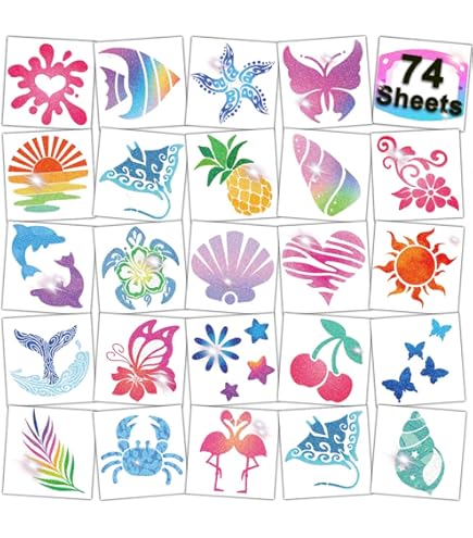 20 Hojas De Tatuajes Temporales Luminosos Con Purpurina – Animales Y Dibujos Infantiles – Impermeables, Fáciles De Pegar Y Retirar – Para Fiestas Y Cumpleaños