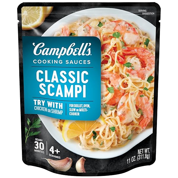 CAMPBELL’S COOKING SAUCES, CLASSIC SHRIMP SCAMPI SAUCE, 11 OZ POUCH
