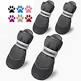 QUMY 4PCS Dog Shoes for Small Dogs, Hot Pavement Summer Puppy Dog Boots & Paw Protectors with Soft Anti-Slip Rubber Sole, Mesh Breathable Dog Booties for Hardfloors, Walking Running Black Size 2
