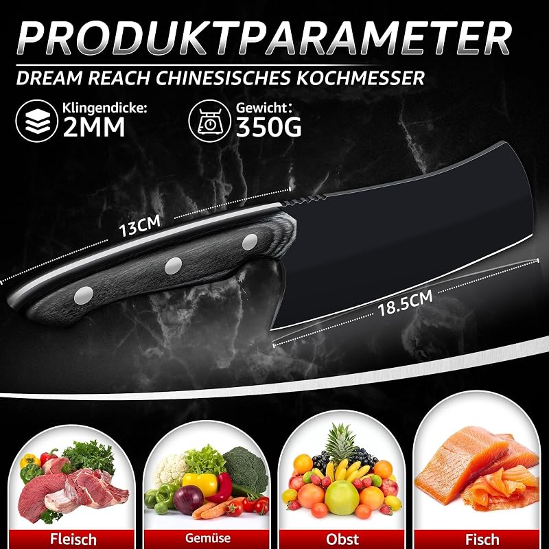 Chinesisches Kochmesser Hackmesser Full Tang Edelstahl