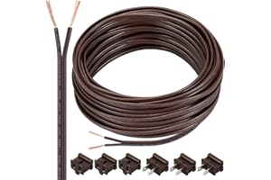 Chapou SPT-1 100 ft 18/2 Wire with 6 Plugs, 18 AWG for LED Lighting, Residential & Commercial, Brown