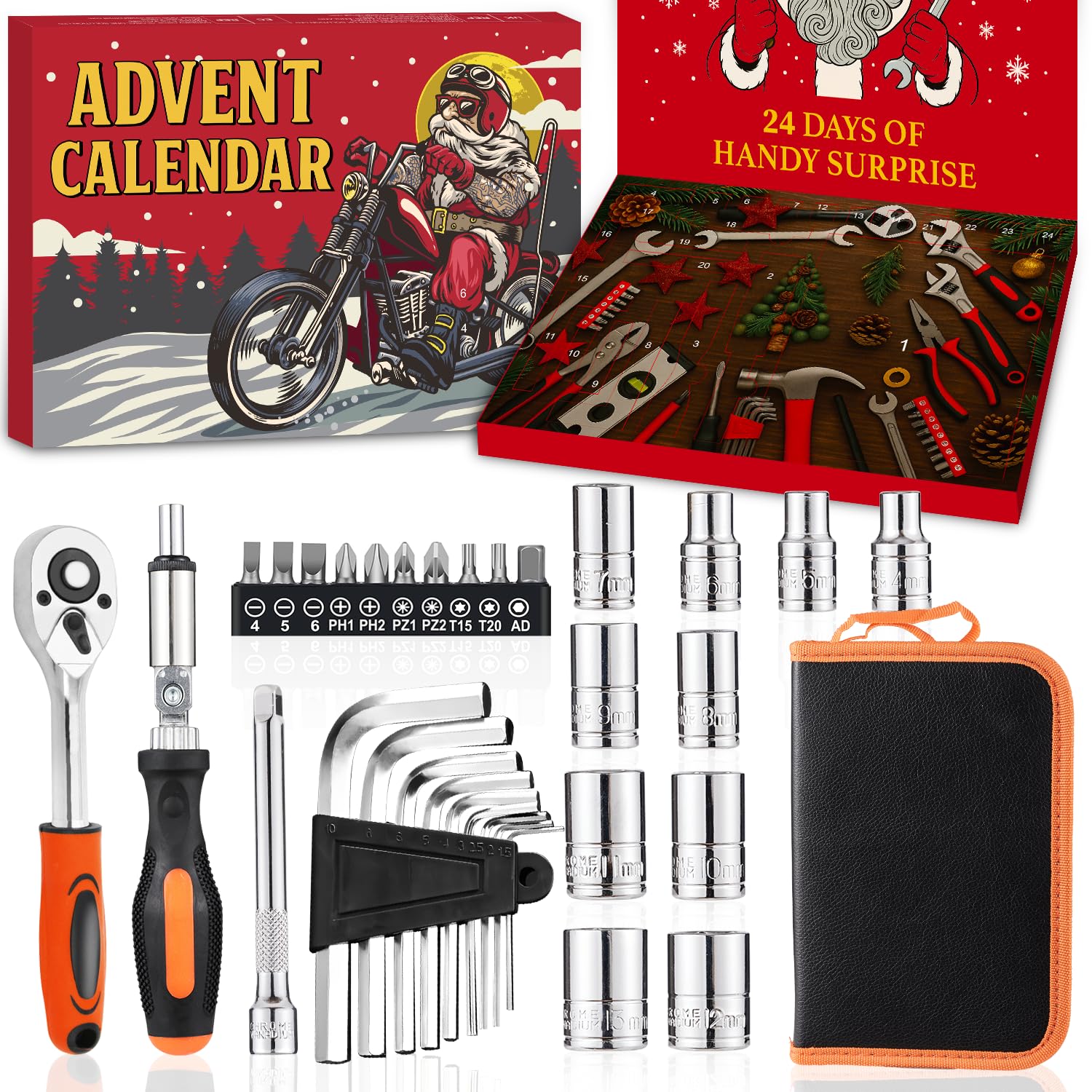 Tool Advent Calendar 2025 for Men Teen Boys, 24 Days of Handy Mechanic Tools Kit, Christmas Countdown Calendar for DIY Lovers and Handyman