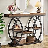 Tribesigns 39.4" Console Table, Industrial 4-Tier Sofa Table Entryway Table with Storage Shelves, Narrow Wood Accent Tables w