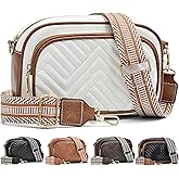 Farcauo Crossbody Bags for Women Quilted Crossbody Purses Crossbody Bags Trendy Small Shoulder Bag with Wide Strap