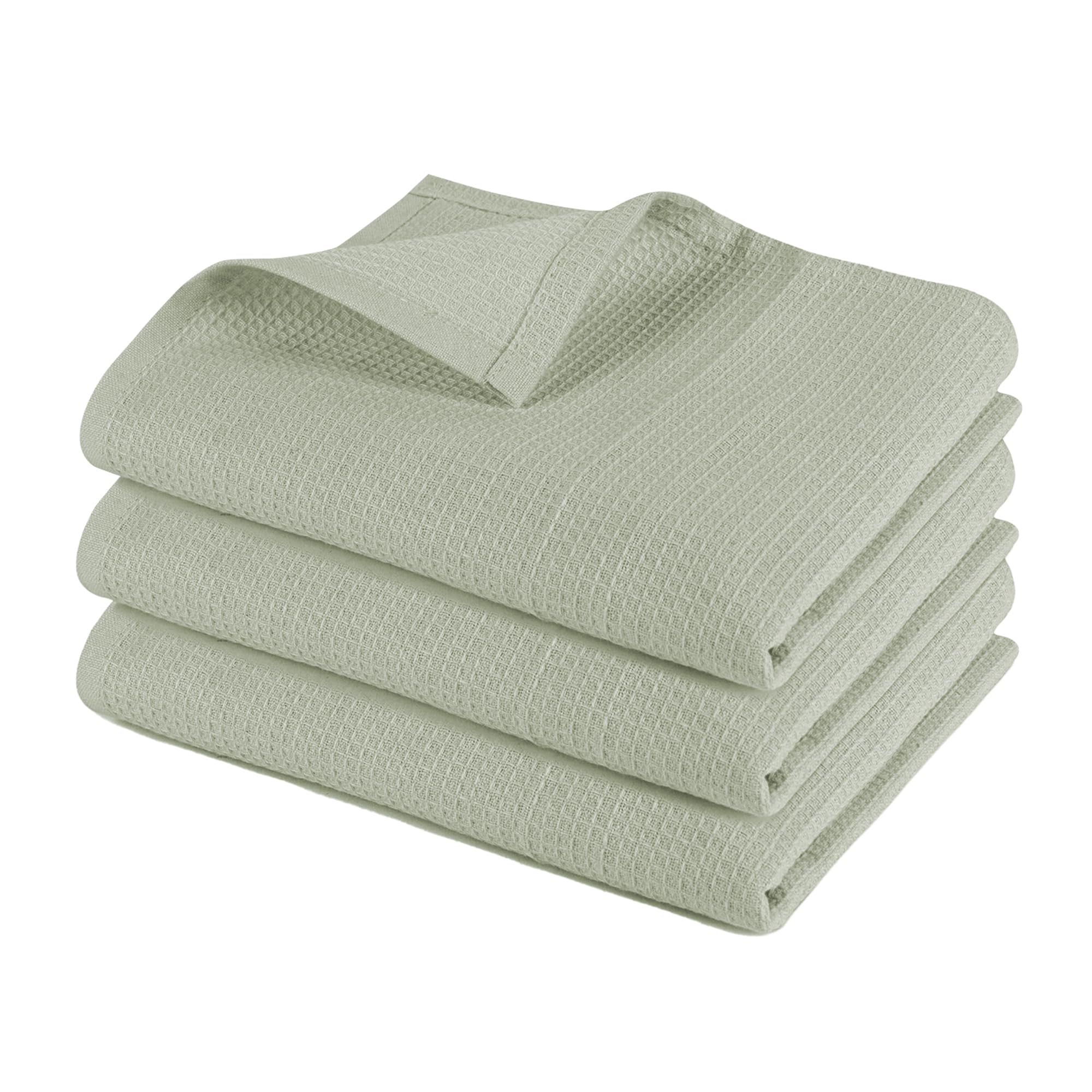 Pagnanno. – Hotel Quality Kitchen Tea Towels & Waffle Weave – Professional Grade Cotton 45 x 70 cm | Super Absorbent and Fast Drying dish, Kitchen and Bar Towels (Pack of 3 (45x70cm), Sage Green)