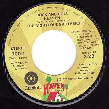 The Righteous Brothers Rock And Roll Heaven I Just Wanna Be Me Vg 45 Rpm Amazon Com Music