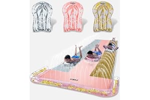 POZA Inflatable Jumbo Triple Slider with 3 Boogie Boards - Luxurious Sparkly Triple Water Slide Toy Ride with Built in Sprinkler Splash, Outdoor Backyard Summer Triple Lane Waterslide Race - 18 Feet