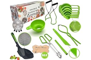 Supa Ant Canning Supplies - US Assembled Certified Food Grade Stainless Steel Canning Kit with XL Ladle, Wide Kitchen Funnel,