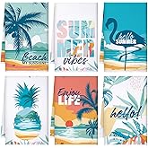 Sratte 6 Pcs Beach Kitchen Towels 24 x 16 Inch Farmhouse Hawaii Flamingo Tea Dishtowels Decorative Absorbent Holiday Hand Bathroom Towel for Kitchen Bathroom Decor Gifts
