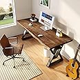 Sihtengxxhongs Rustic Brown 55-inch Solid Wood Computer Desk - Modern Gaming Workbench for Home Office, Modern Simple Design, Ideal for Study, Writing, Dining