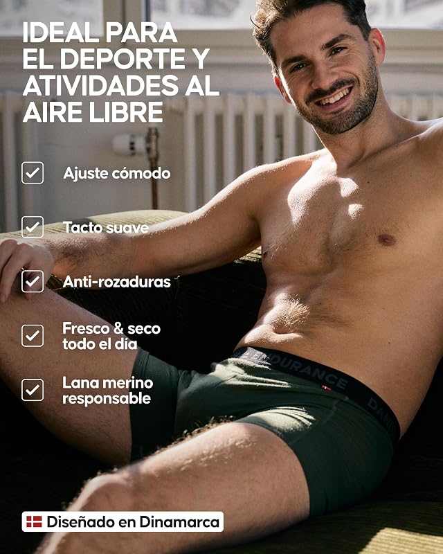 Boxer masculino de lã merino, pack de 1 e 2 Black Melange L