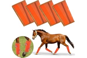 TANGTTY Fly Boots for Horses. Horse Fly Boots Set of 4. Adjustable Horse Fly Boots Stops Stomping Fly Leg Wraps for Horses, Horse Fly Boots Protectors Breathable Hoof Boots for Horses Fly Boots (Orange)