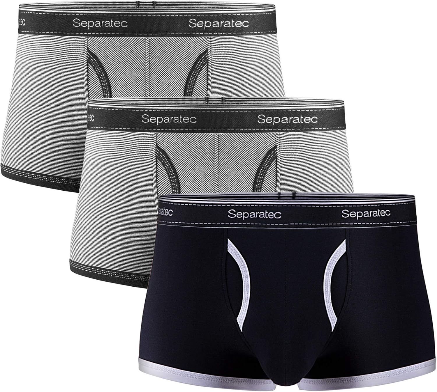 Separatec Men's Separate Pouch Fast Dry Striped Boxer Briefs Underwear
