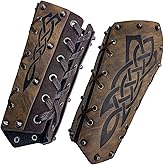 HiiFeuer Medieval Embossed Arm Bracers, Retro Faux Leather Knight Arm Gauntlets, Vintage Arm Guards