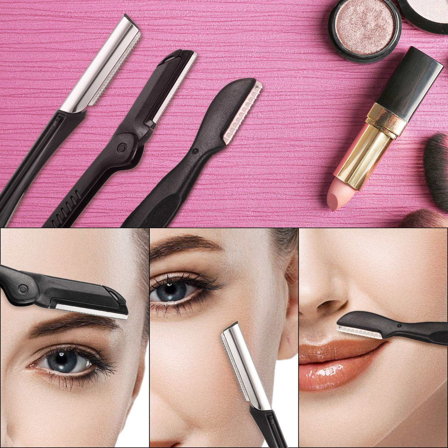 Eyebrow Razor 15 in 1 Eyebrow Kit Eyebrow Trimmer Facial Razor Eyebrow Scissors Eyebrow Tweezers Eyebrow Brush Comb Mirror Blades with Storage Bag for Women: Beauty