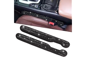 ToBeQueen Car Seat Gap Filler Black, Bling Car Accessories for Women Universal Fit for Car Truck SUV, 2 Pack Handmade Crystal Rhinestone Diamond Seat Gap Blocker Stop Things from Dropping(Black)
