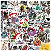 50PCS Ghostbusters Sticker Set, Waterproof Vinyl Decals, Anime Character Collection for Laptop, Water Bottle Gifts Birthday Decorations (Red)