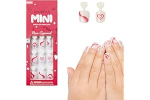KISS imPRESS No Glue Mani Press On Nails, Mini Press-On Manicure for Kids, 'Dream Big', Pink, Kids Size, Squoval Shape, Includes 20 Fake Nails with Removable Application Tabs, 1 Mini File