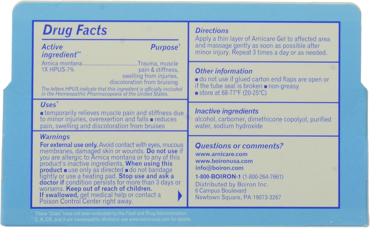 Boiron Arnicare Gel 2.6 Ounce Homeopathic Medicine for Pain Relief: Health & Personal Care