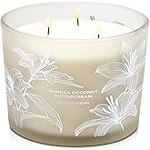Vanilla Coconut Buttercream Candle, 14.5oz Large 3-Wick Soy Scented Candles for Home, Vanilla Cupcake Candle, Long Lasting Aromatherapy Candle, Gift for Mom Women