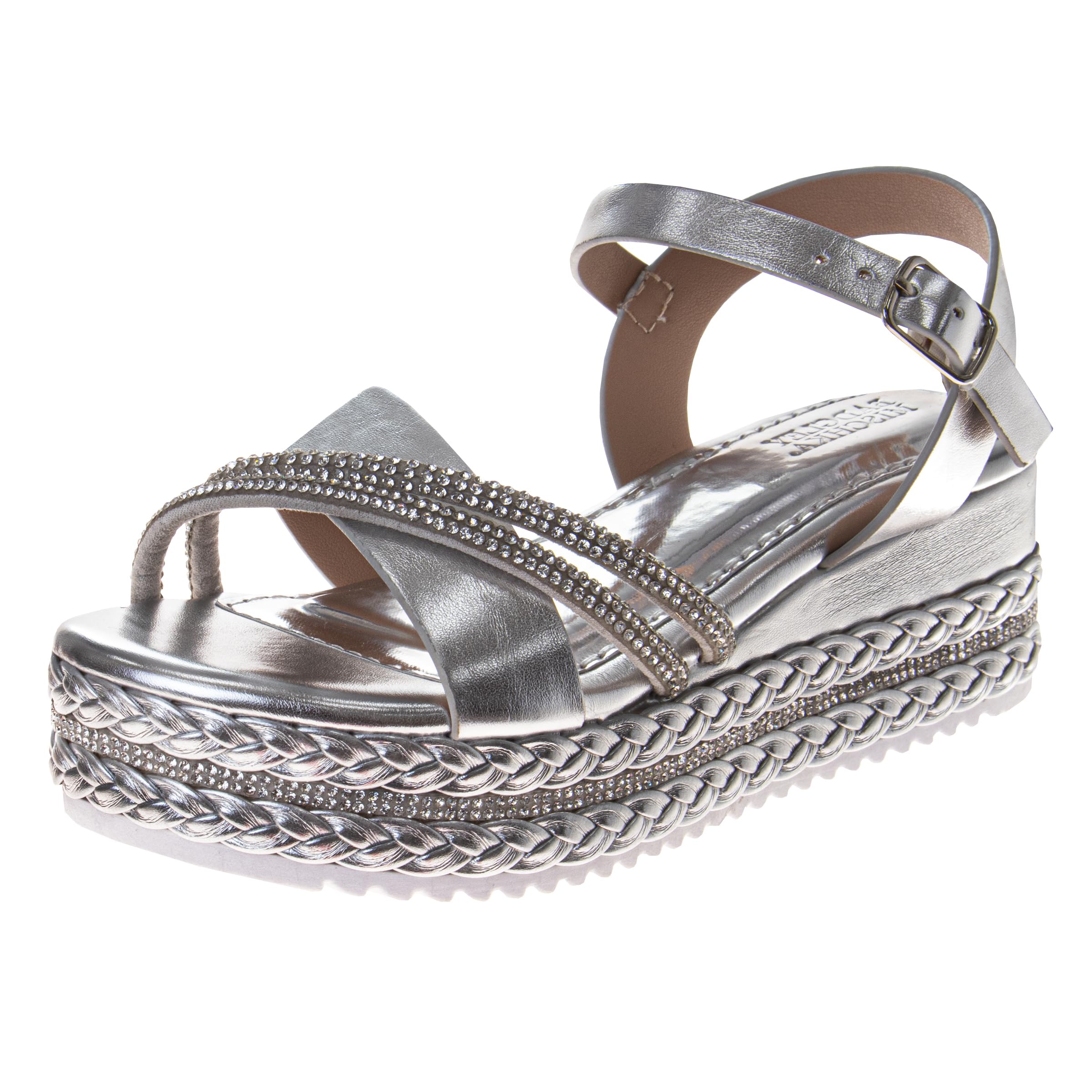 Photo 1 of Badgley Mischka Girls Wedge Sandals Espadrilles Summer Dress Platform Sandals Wedding Sandals Silver (13 Little Kid)