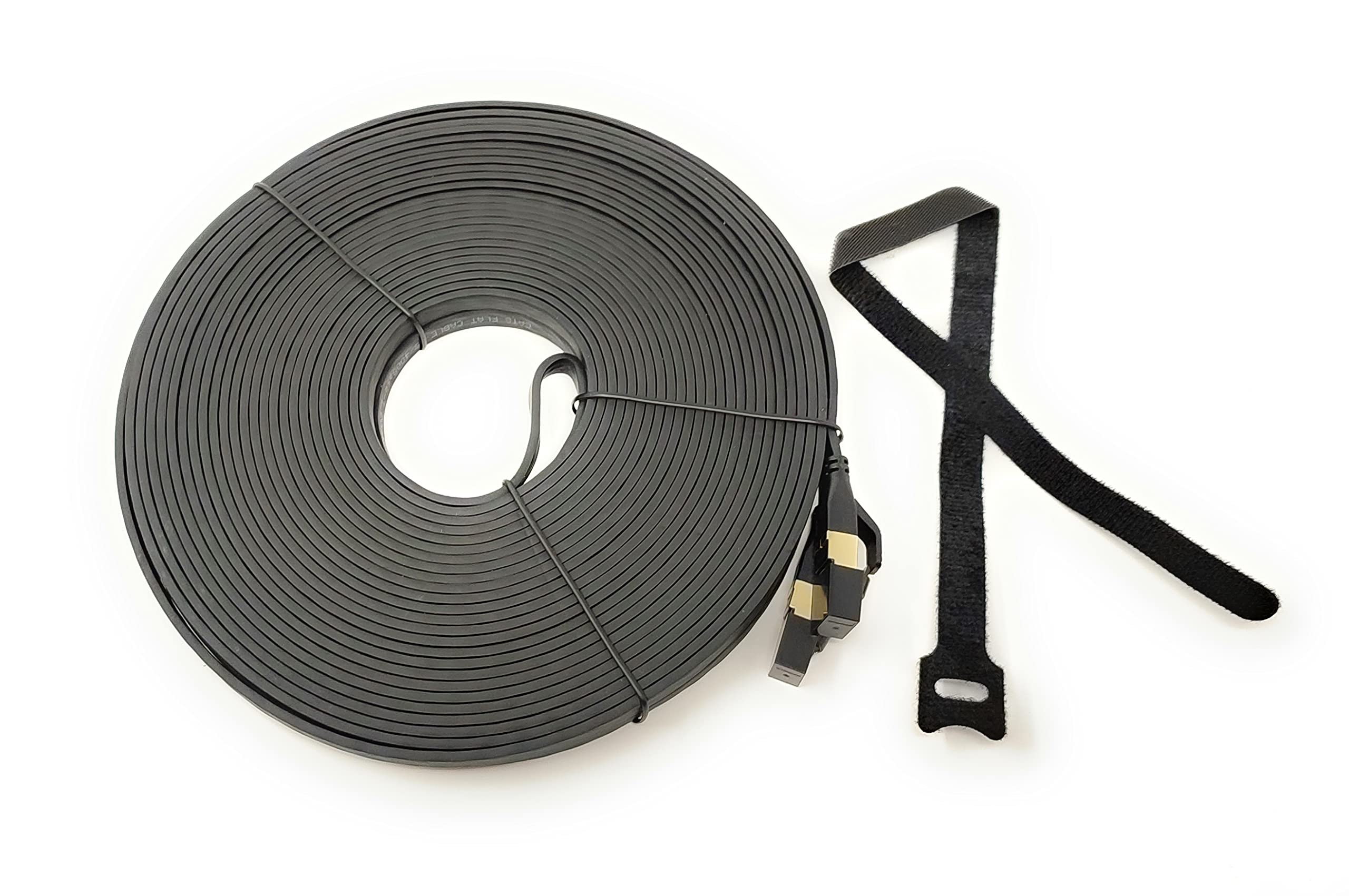 Maincore (20m CAT8 Flat Ethernet Cable SSTP Shielded 2000MHz 40Gbps High Speed, Lan Network Internet Modem Cord, RJ45 Gold Plated Connectors (20m, black)