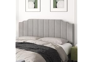 Befurtori King Size Headboard Only, Velvet Wall Mounted Headboard King for Adjustable Bed Modern Upholstered Head Board Easy Assembly, Gray