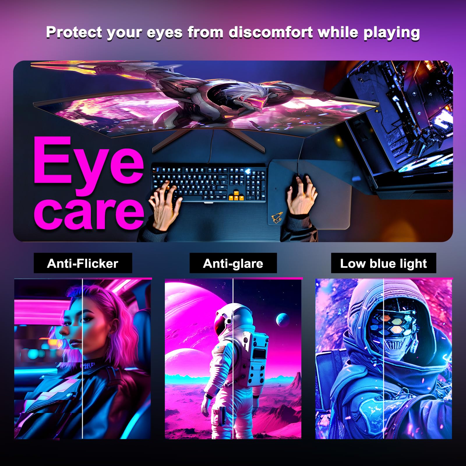 Minifire 24 Inch Curved Gaming Monitor 180Hz, Built In Speaker, Fhd 1920X1080, Crosshair 1Ms, Srgb130%, Hdr, 1500R, Freesync, 300Cd/M², Frameless, Hdmi＆Dp Ports, Vesa Compatible, Eye Care (Mfg24C1) - View 7