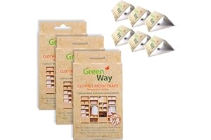 INSECTS LIMITED Greenway Clothing Moth Traps (6 Traps) - Moth Traps for Clothes Closets - Alternative to Cedar Balls and Moth Balls for Closet - Pheromone Attractant & Eco Friendly