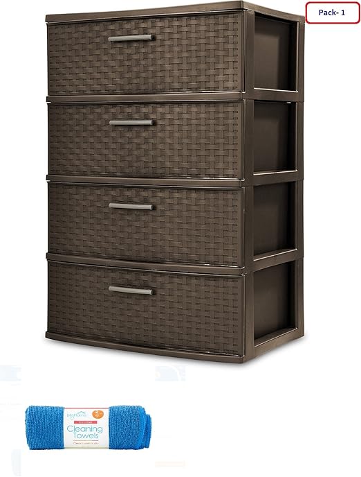 Amazon Com Sterilite 4 Drawer Wide Weave Tower Espresso 1 Pack
