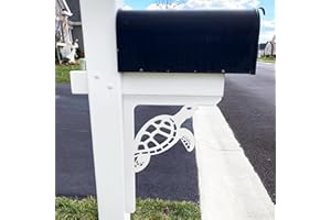 JennyGems Turtle Mailbox and Decorative PVC Porch Bracket, Mailbox Decor for Outside, Beach Coastal Theme, 21 Inch, Made in USA