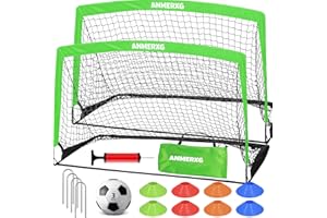 ANMERXG 6x4FT Kids Soccer Goal for Backyard Set Portable Soccer Goal with Ball Pump and Cones Soccer Net Set of 2 Training Equipment Outdoor Sports Gift