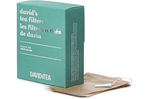 DAVIDsTEA Drawstring Tea Filters for Loose Leaf Tea, Pack of 100 Empty Tea Bags, OXO-Biodegradable Teabags, Ideal for Loose T