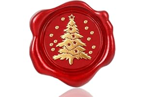Whaline 50Pcs Christmas Wax Seal Stickers Red Gold Foil Xmas Tree Envelope Seal Stickers 3D Self-Adhesive Embossed Decals for DIY Greeting Invitation Card