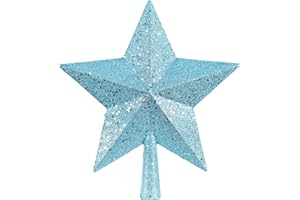 Artiflr 10Inch Christmas Tree Topper Clearance, Star Tree Topper Glittered Christmas Tree Decorations for Indoor Home Décor (Blue)