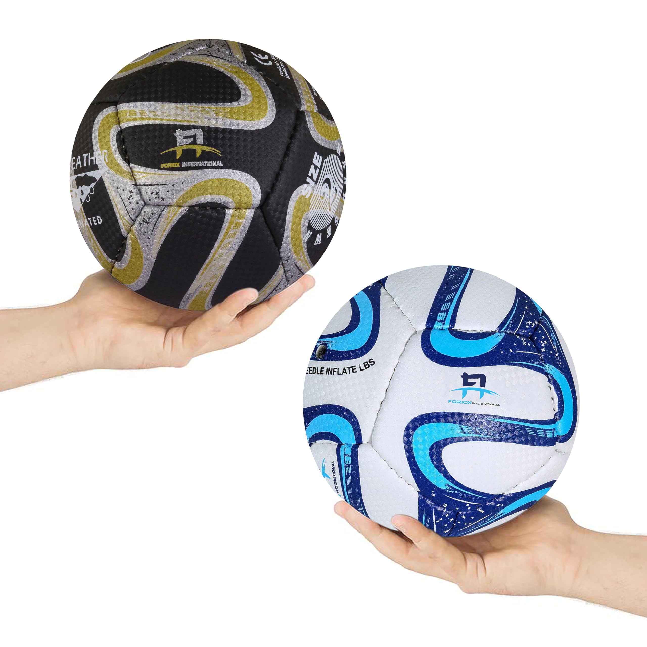 Foriox International Pack of 2 footballs Toddler, Size 2, Kids Lighter-weight Training football Garden Outdoor Soccer ball Yard Lawn 2 3 4 5 6 Years (Size 2, Black & White)