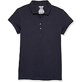 Izod Girls School Uniform Sensory-Friendly Short Sleeve Polo Shirt, Button Closure & Tagless Inner Neckline