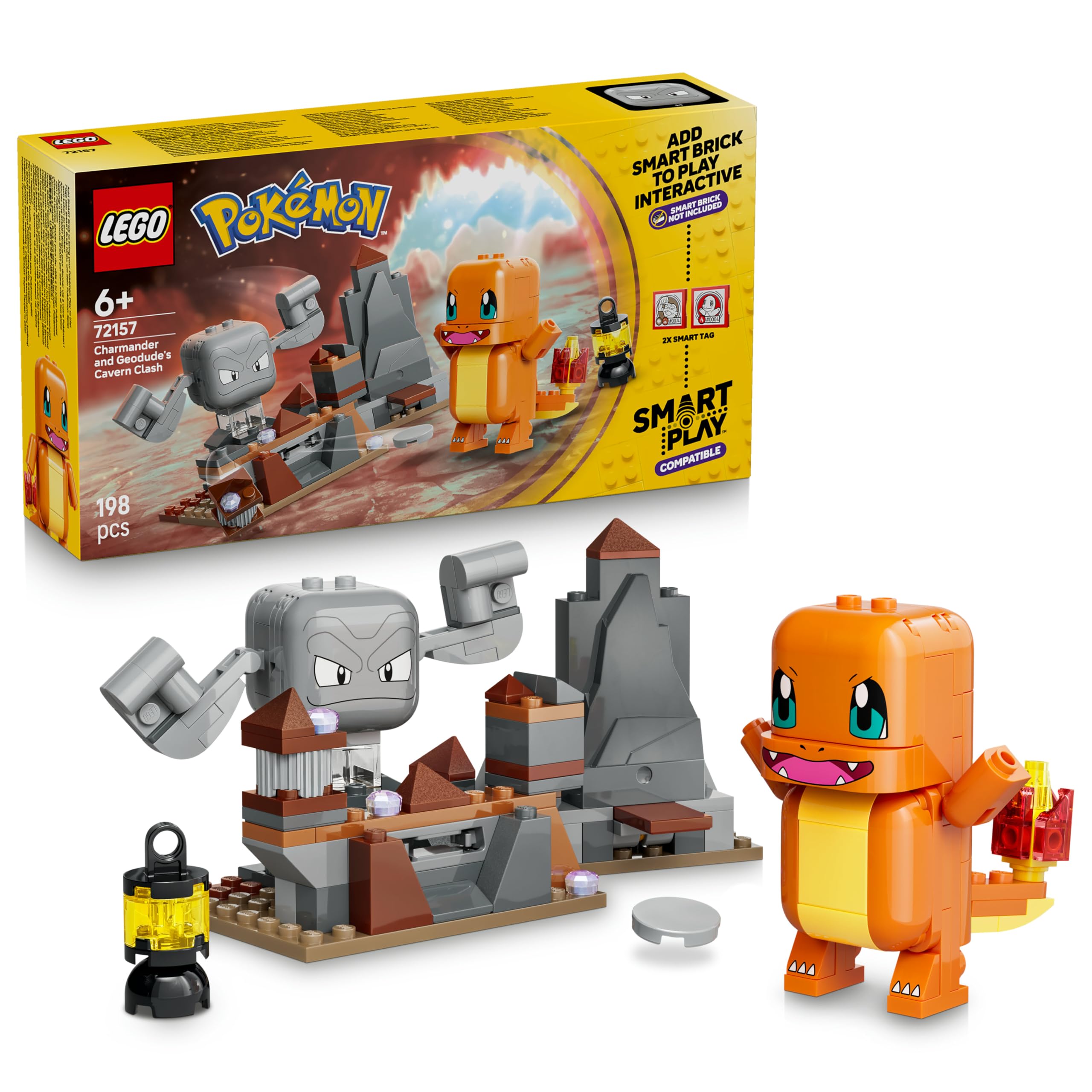 LEGO Pokémon SMART Play: Glumandas und Kleinsteins Höhlenduell - kompatibles interaktives Set mit 2 SMART Tags und 2 Pokémon Figuren - Geschenkidee für Kinder ab 6 Jahren - 72157