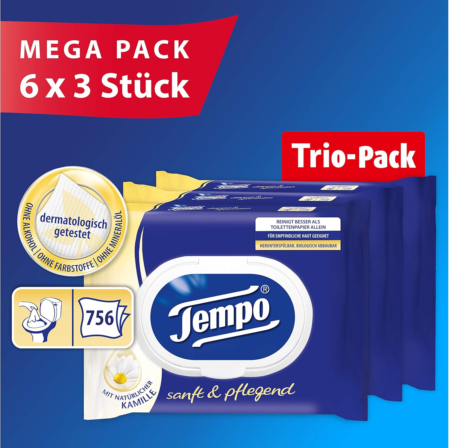 Welches Feuchte Toilettenpapier Löst Sich Auf Tempo Toilettenpapier feucht Tempo Sanft Pflegend Trio-Pack (18 (6x3