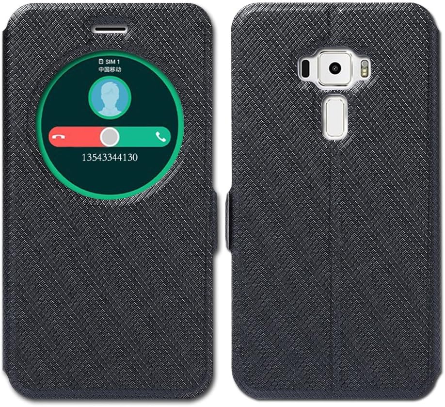 Asus Zenfone 3 Dxluxe Zs570kl Case 5.7 inch , JMPin [View Window] Flip Case Cover with Kickstand [Magnetic Closure] for Zenfone 3 Zs570kl (Asus Zenfone 3 Zs570kl (5.7 inch) black)