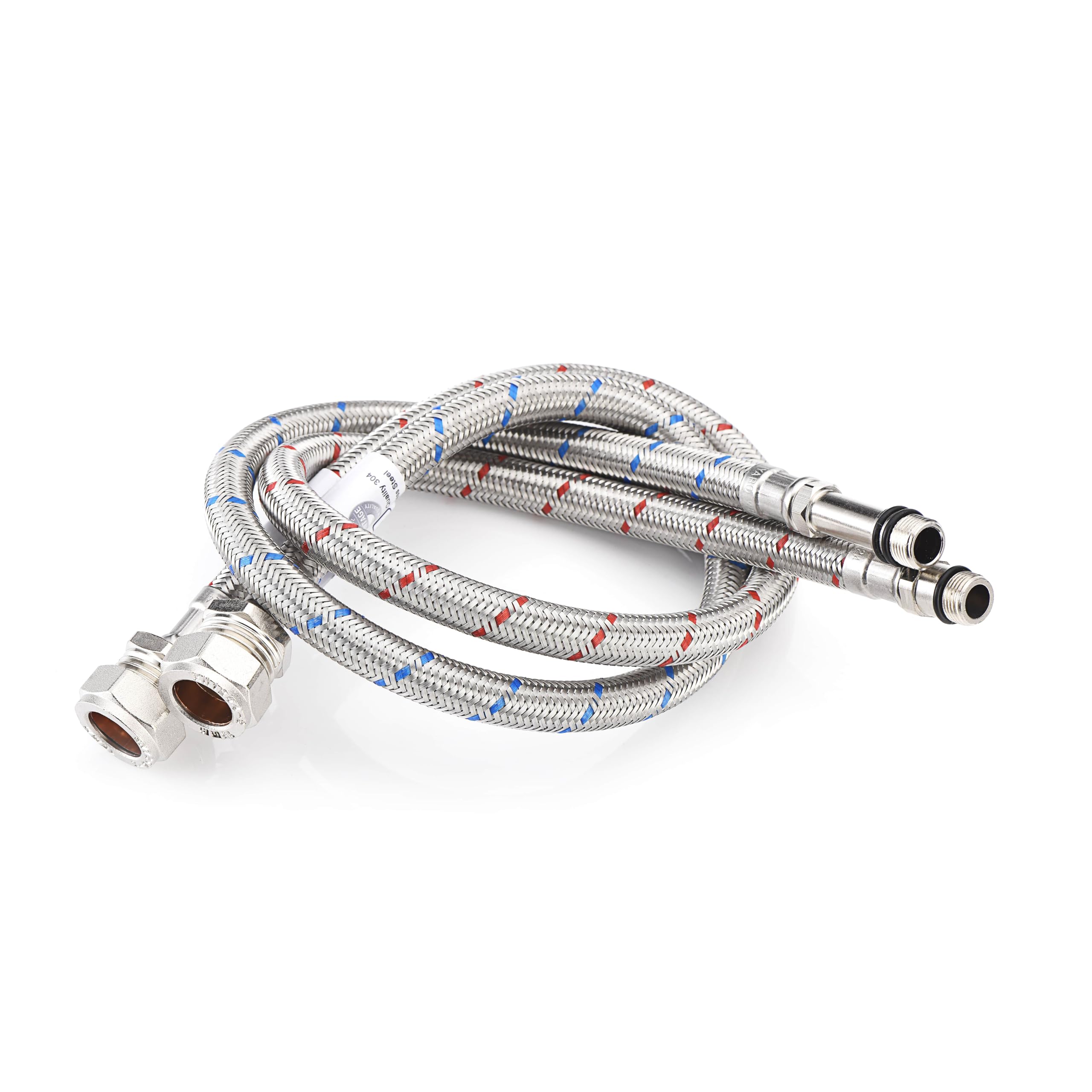 Home Range 600mm WRAS Approved Pair of M12 x 15mm |4 Lengths| BSP Flexible Braided Hose Stainless Steel Bath Tap Flex Connectors, 10 Bar Pressure, Max 90°C Durable Leak Proof Plumbing Solution