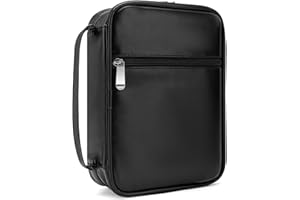 Aburbe Small Bible Cover Case for Women and Men, 9x6 PU Leather Bible Sleeve, Compact Travel Bible Carrier Bag with Front Pen Holders, Zipper Closure, Inner Pockets - Black